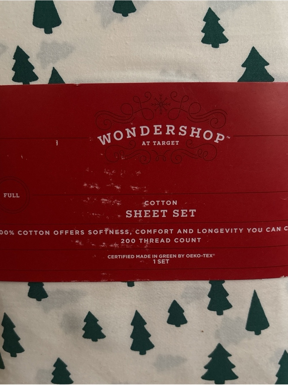 Wondershop Green Tree Cotton Sheet Set - White and Green (full size)
